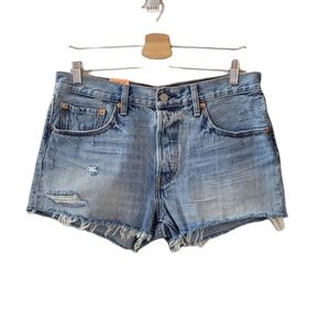 LEVI'S 501 Button Fly Distressed Denim Shorts Size 30